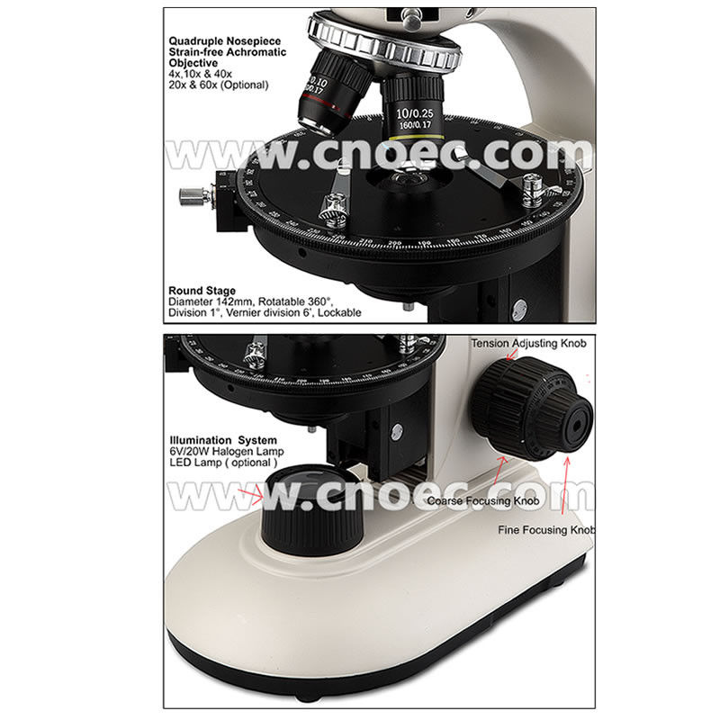 40x - 400x Laboratory Research Polarization Microscope Binocular Halogen Lamp A15.2604