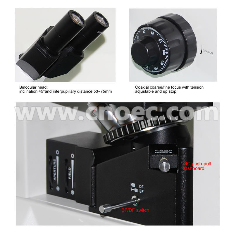BF / DF DIC Metallurgical Optical Microscope Binocular 12V50W Halogen Lamp A13.0218