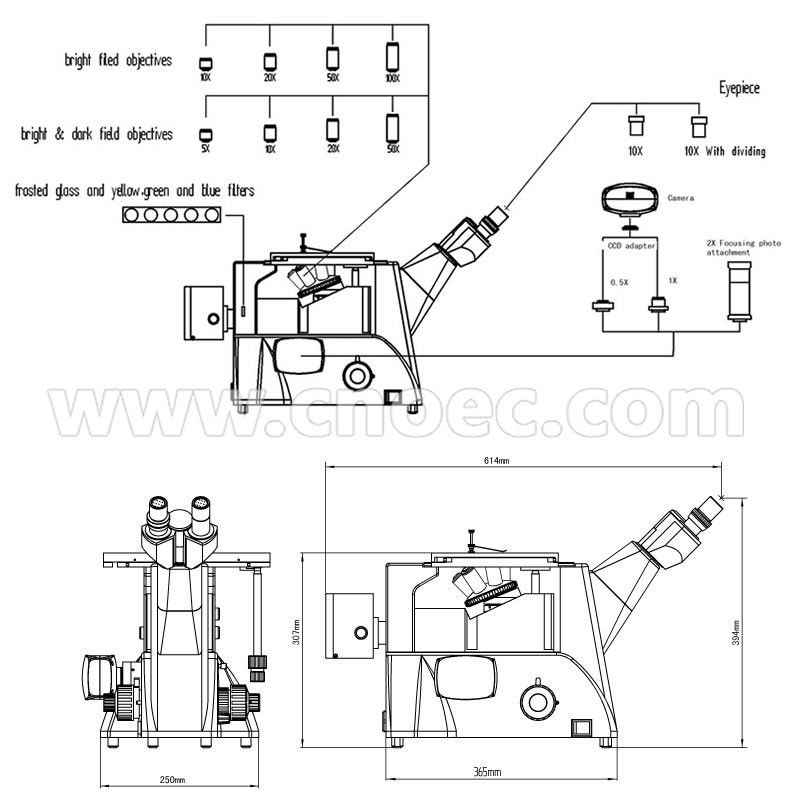 BF / DF DIC Metallurgical Optical Microscope Binocular 12V50W Halogen Lamp A13.0218